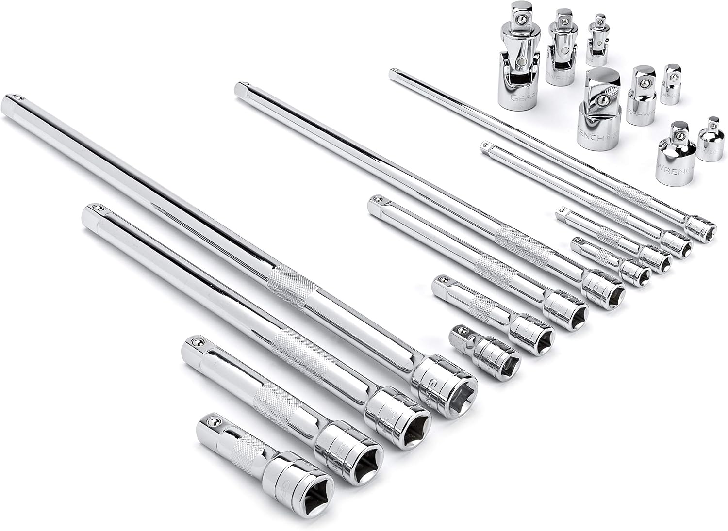 GEARWRENCH 20 Piece 1/4', 3/8', 1/2' Drive Extension, Universal Joint and Adapter Set - 81315A-07 (Pack of 6)