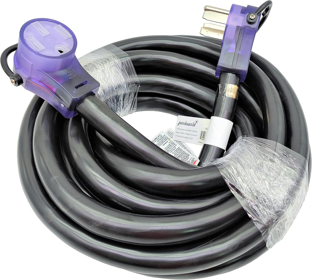 Parkworld EV/RV 50A Extension Cord, NEMA 14-50 Extension Cord, NEMA 14-50P to 14-50R 50amp 4prong (25FT)