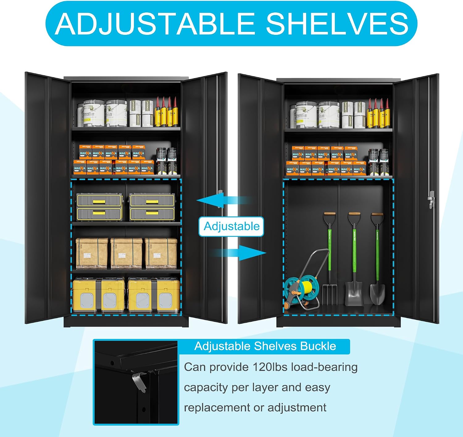 Black Iron Metal Lockable Storage Cabinet - Durable Home Office Garage Organizer for TV & Slim Storage - Secure Sideboard Locking Filing Pantry Tall Bathroom Floor Storage Cabinet with Lock
