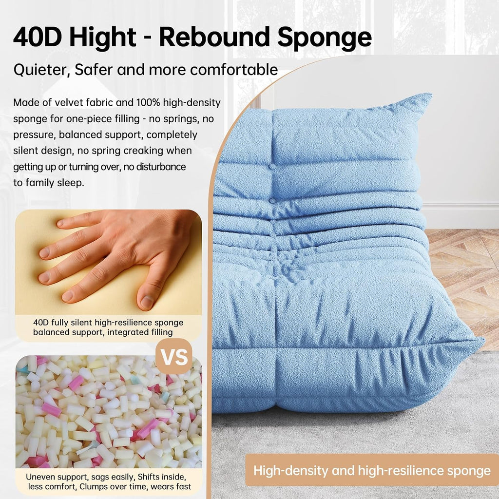 WHGBJA Memory Foam Bean Bag Chair for Adults, Teddy Material Beanbag Sofa with Filler, Cozy Floor Lounge Seat for Living Room, Bedroom, Dorm, Office