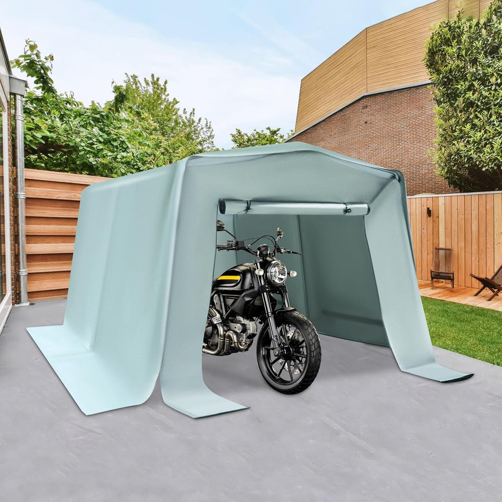 10x6Ft Portable Car Port with Roll-Up Windows Reinforced Portable Garage Heavy Duty Carport Shelter Car Canopy for Outdoor Garden (Grey, 6x10x6Ft)