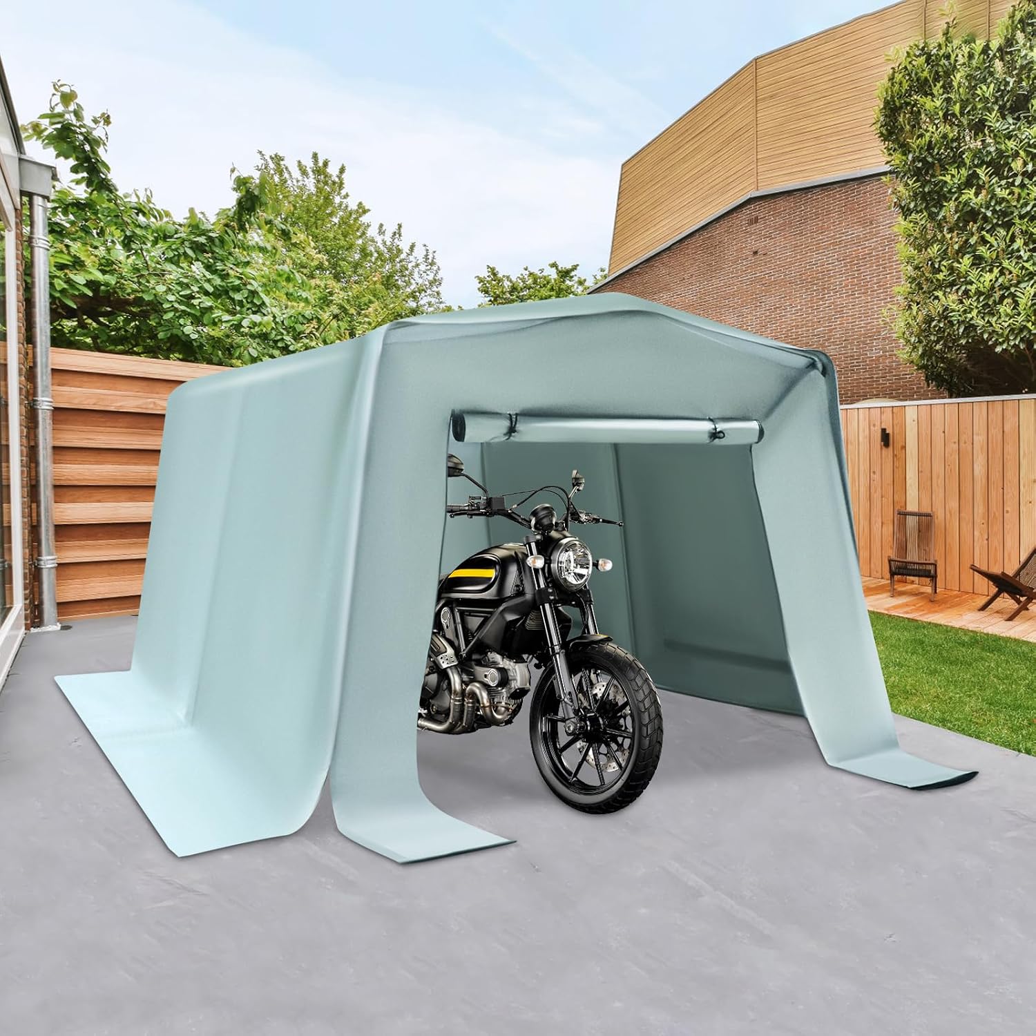10x6Ft Portable Car Port with Roll-Up Windows Reinforced Portable Garage Heavy Duty Carport Shelter Car Canopy for Outdoor Garden (Grey, 6x10x6Ft)