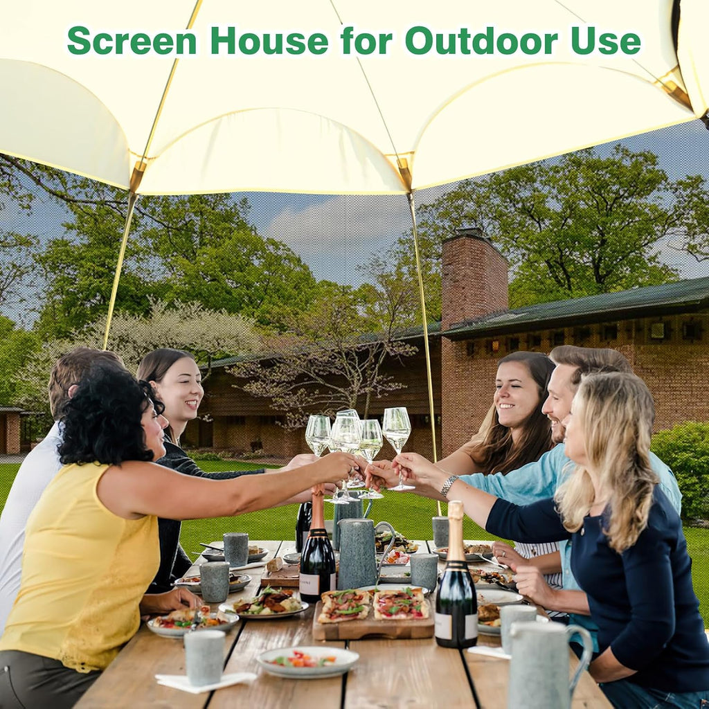 12x12Ft Pop-Up Canopy Screen House Tent - Outdoor Screen Room with 10 Mesh Side Panels Not Waterproof, Includes Carrying Bag - Fit 8-10 Person
