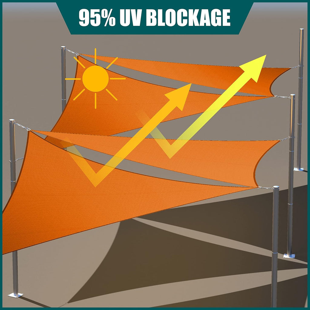 Royal Shade 12' x 16' Orange Rectangle Waterproof Sun Shade Sail Order to Make Canopy Awning, UPF50+ 95% UV Blockage Water Resistant, Outdoor Backyard Patio Garden Carport (We Customize)