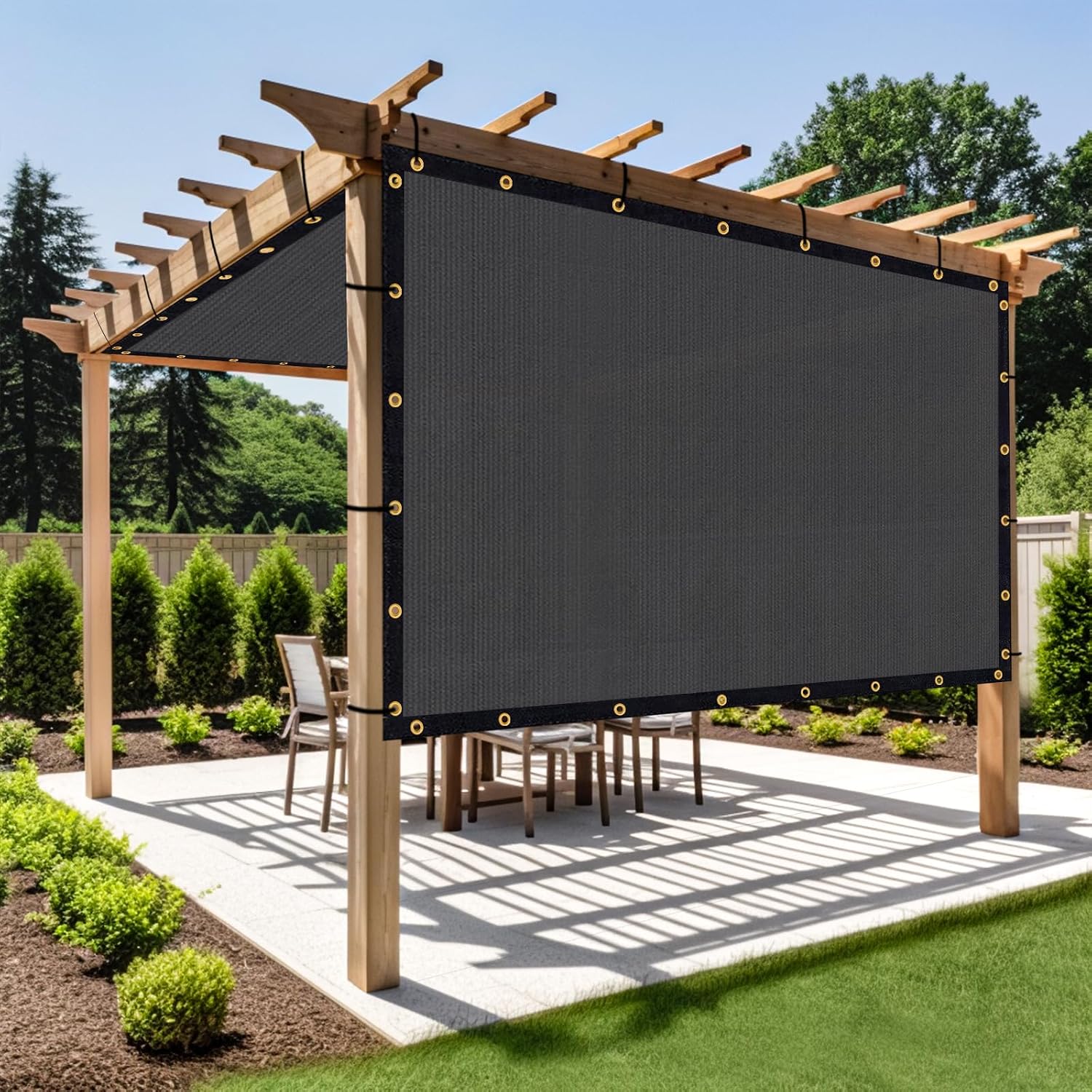 Shade&Beyond Customized Size 12' X 16' Shade Cloth with Grommets, 90% UV Protection UV Protection Mesh Tarp Sun Screens for Patio GN05, Dark Gray
