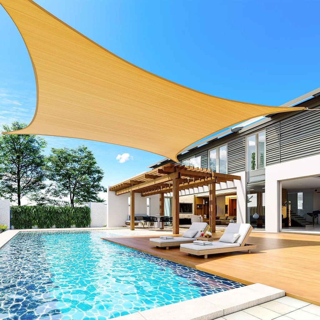 Quictent 24X24FT Large Oversized 185G HDPE Square Sun Shade Sail Canopy 98% UV Block Outdoor Patio Garden with Hardware Kit