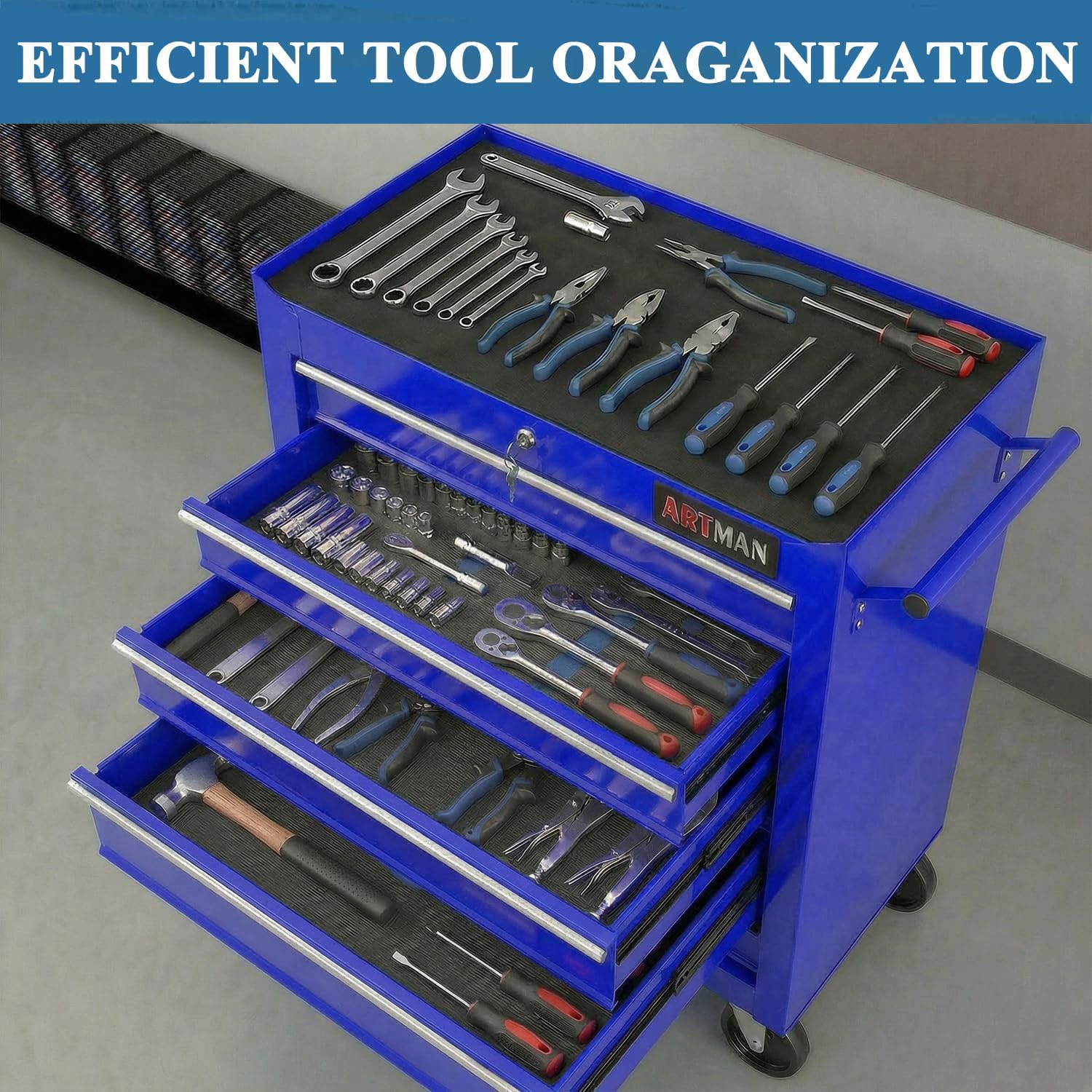 5 Drawers Tool Cart on Wheels,Rolling Tool Chest Tool Storage,Drawers Rolling Tool Trolley Organizer Tool Case for Garage, Warehouse, Workshop, Repair Shop (5 Drawers-Blue)
