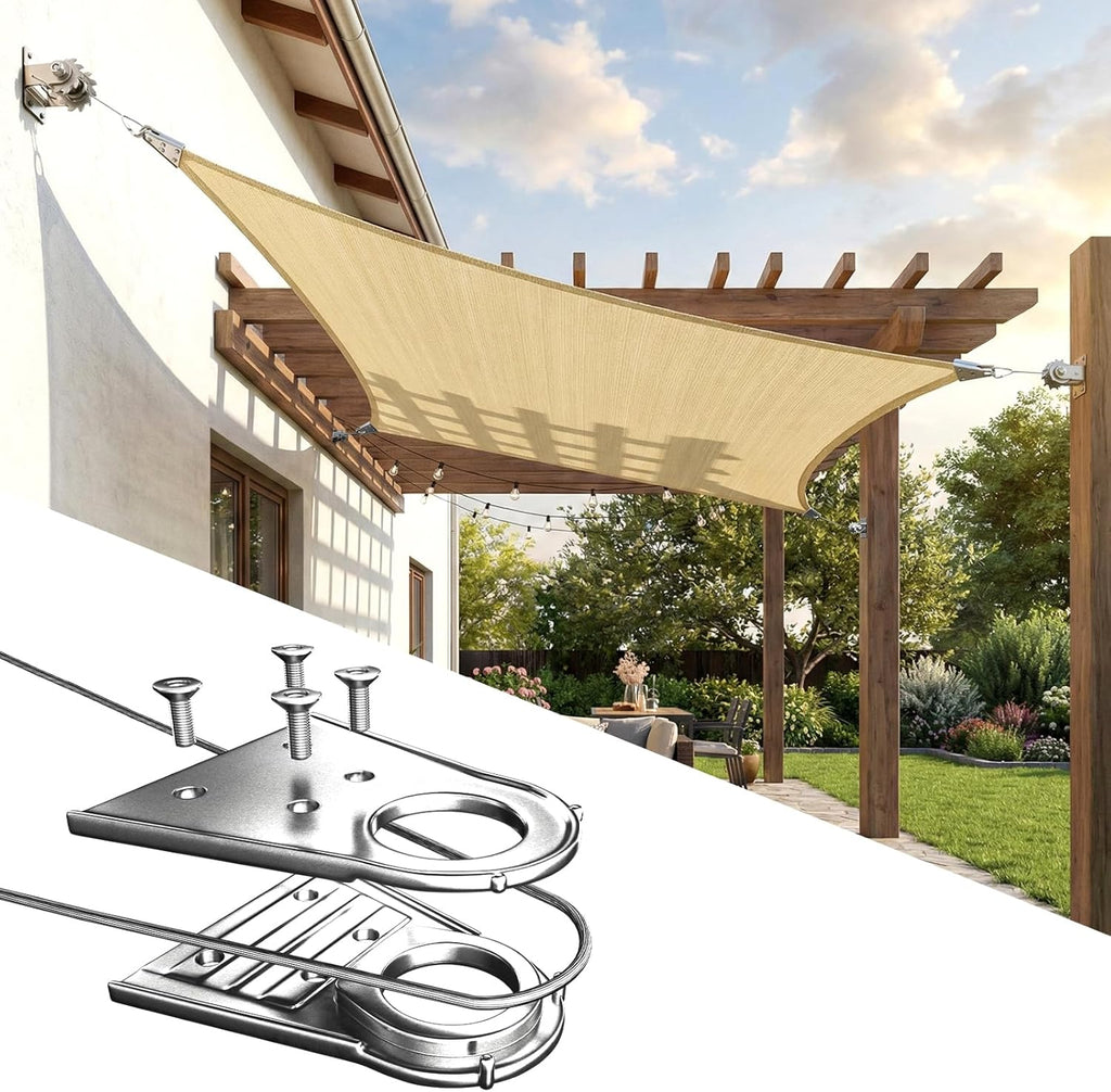ColourTree Super Ring 12' x 18' Beige Customized Size Sun Shade Sail,Commercial Grade UPF50 Canopy Structure, Reinforced Corners & Edges, 260 GSM Fabric Heavy Duty -5 Years Warranty