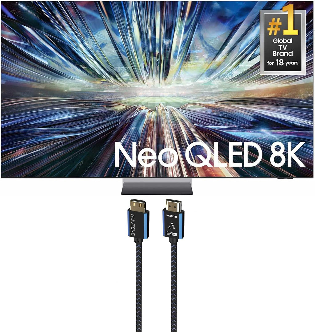 Samsung QN85QN900DFXZA 85 Inch Class QN900D Neo QLED 8K Smart TV with an Austere 5S-4KHD2-2.5M V-Series 2.5m Premium 4K HDR HDMI Braided Cable (2024)