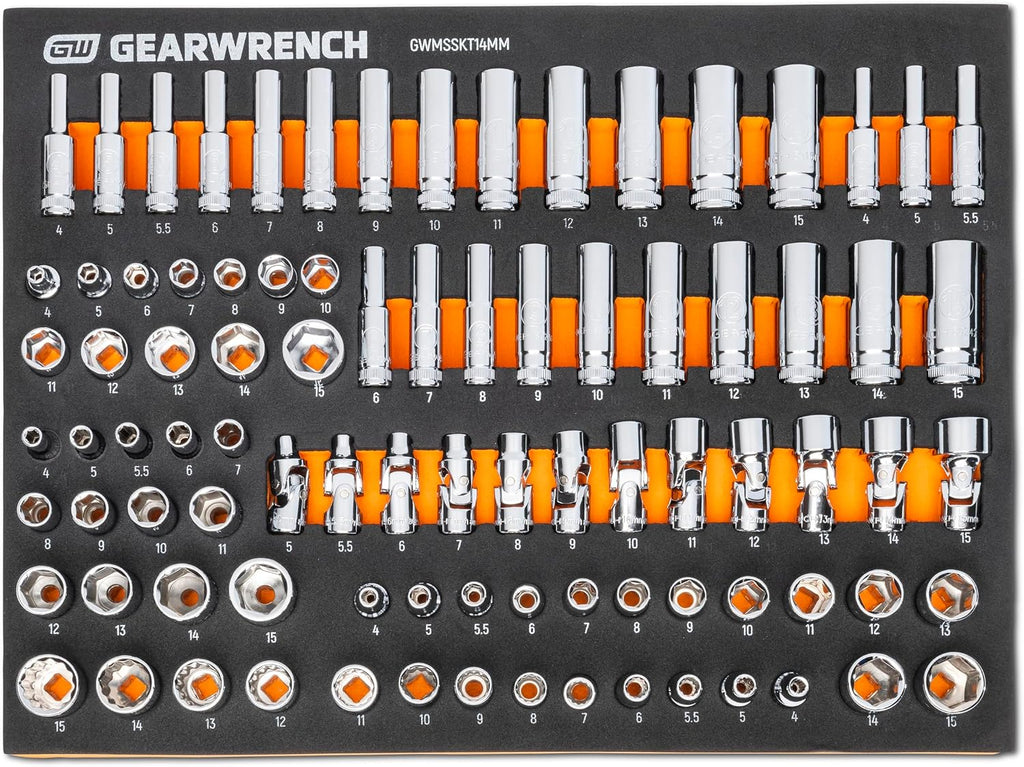 GEARWRENCH 358 Piece MEGAMOD Metric Mechanics Tool Set in Modular Foam Trays with Rolling Cabinet | MEGAMOD358