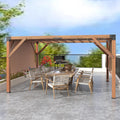 12'X 14' Cedar Wood Pergola, Wood Patio Pergola with Retractable Shade Canopy, Rot Resistant, Durable, for Backyard, Garden, Deck, Outdoor Entertaining