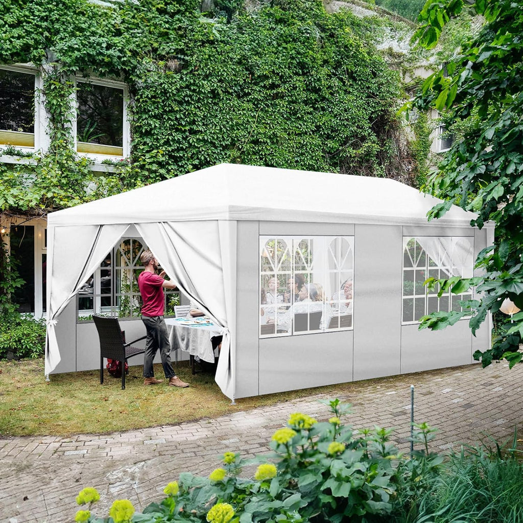 Outdoor Party Tent Wedding Birthday Tents for Parties Canopy with Removable Sidewalls & Transparent Windows Outside Gazebo Event Tent for Garden Patio and Backyard (10'x20'/6 Sidewalls)