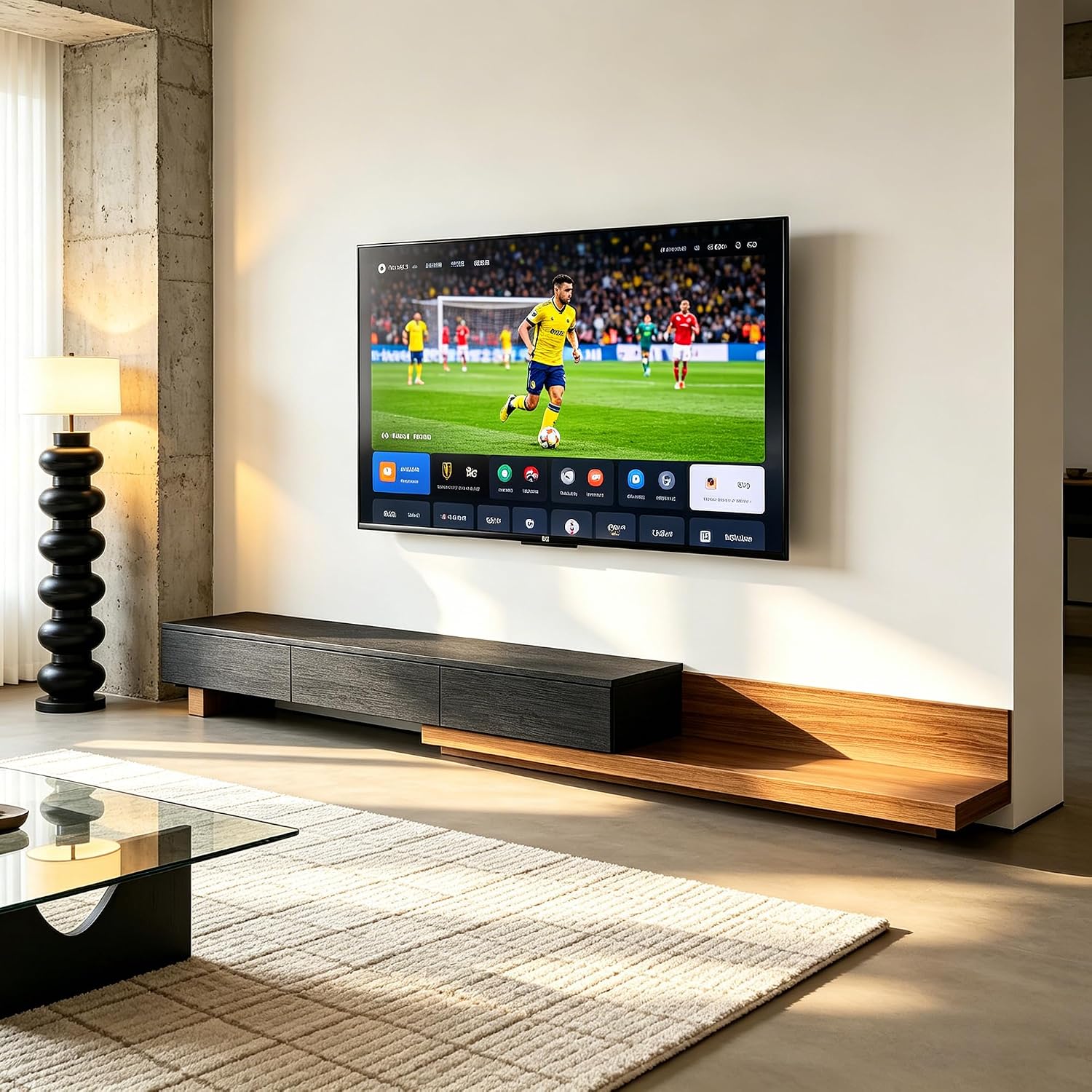 Telescoping TV Cabinet 70.9 to 110.2 Inch Entertainment Center Fits 85 Inch TV with 3 Drawer Media Cabinet Farmhouse Living Room Bedroom Organizer