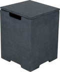 AMS Fireplace | Elementi Square Travertine Dark Grey Propane Tank Cover | Marble Porcelain Top with Concrete GFRC Base | 15.9 × 15.9 × 20 inches | Suited For Positano Dark Grey Fire Pit Table