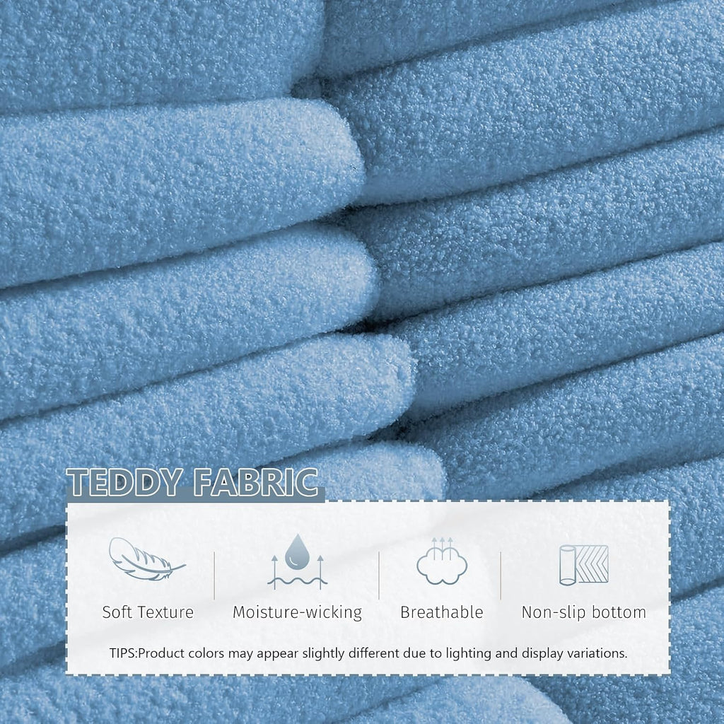Giant Bean Bag Chair for Adults - Teddy Fleece Fireside Accent Chair with Memory Foam, Comfy Lazy Floor Sofa Couch Boneless Chaise Lounge for Living Room Bedroom Home Theaterr, 1 Seater, Misty Blue