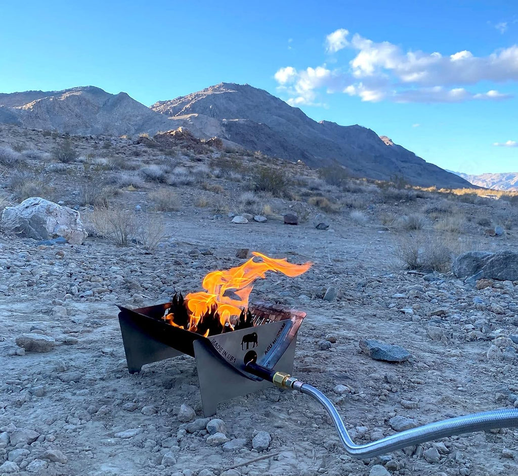 The Fire Pit by TemboTusk. Flatpack, Propane Gas Powered, Stainless Steel Body, All in One Carry Bag.
