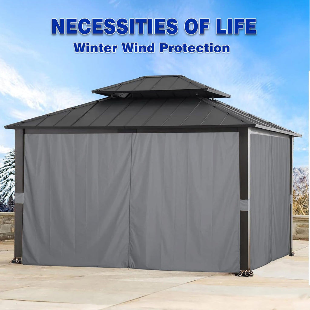 SCOCANOPY Gazebo 10' x 12' with Zipper 4-Panels Side Wall Universal Replacement Privacy Curtain Set Fit for 10X12 Ft Gazebo, (Burgundy)