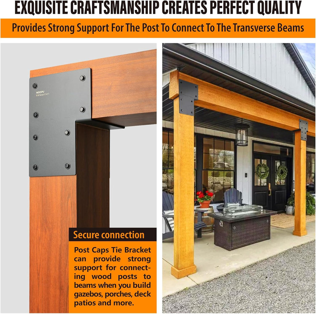 2 Pack Heavy Duty 8x8 (Actual 7.5'x7.5') Stainless Steel End Post Caps Tie Bracket , Fit Connecting Wood Gazebo, Deck Patio Post and Wood Beams Bracket (End Dark Ggray)