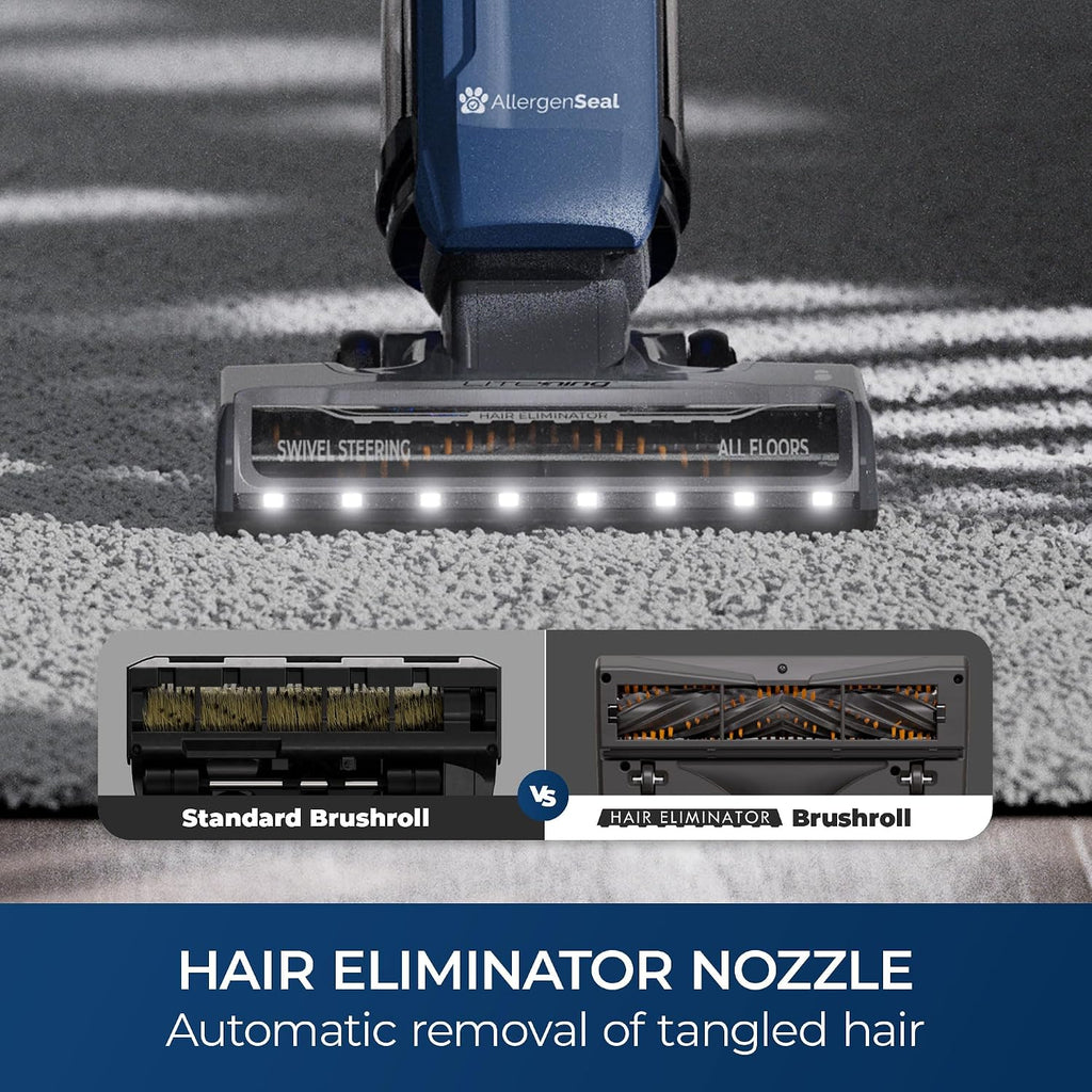 Kenmore CU5001 Litening Cordless Upright Vacuum with Lift-Up & Hair Eliminator Nozzle, Brushless Motor, HEPA Filter & LED Display for Low-Pile Carpets, Rugs, Hard Floors & Pets, Blue