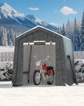 6X8 FT Heavy-Duty Portable Outdoor Storage Shed, Waterproof Carport Shelter with Roll-Up Door for Motorcycle, Bike, Lawn Mower & Tools