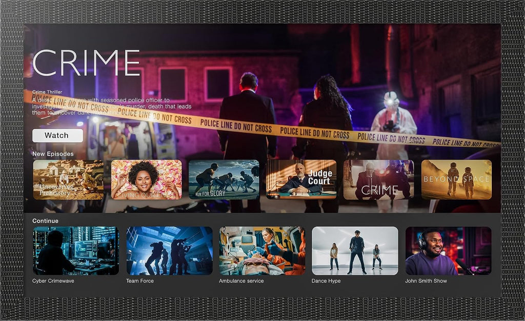 ArtToFrames Framed TV for Samsung Frame TV 75 inch. This 3.25 inch Wide Frame is Obsidian Echo Glossy Black Scallop Carved and is Compatible with the the FrameTV and Pro (Fits 2021-2025 FrameTV, 75 inch) WOMTV-8133496-25.4375x44.3125_ST