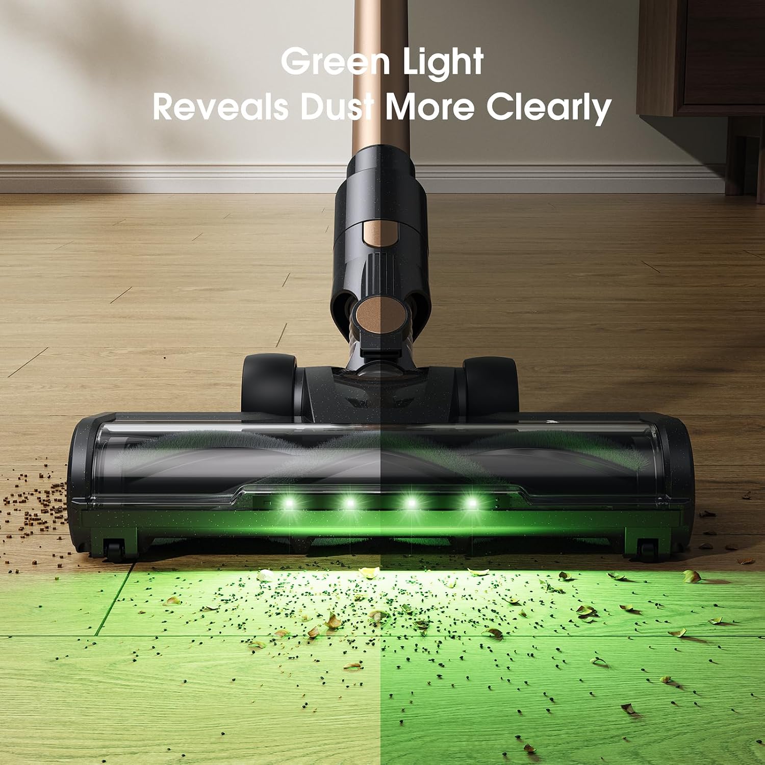 MIUZZY Cordless Vacuum Cleaner, 30Kpa Stick Vacuum with Anti-Tangle Brush and Upgraded Green Light, Up to 45Mins Runtime, Self-Standing Wireless Vacuum Cleaner for Home, Pet Hair, Carpet, Hard Floor