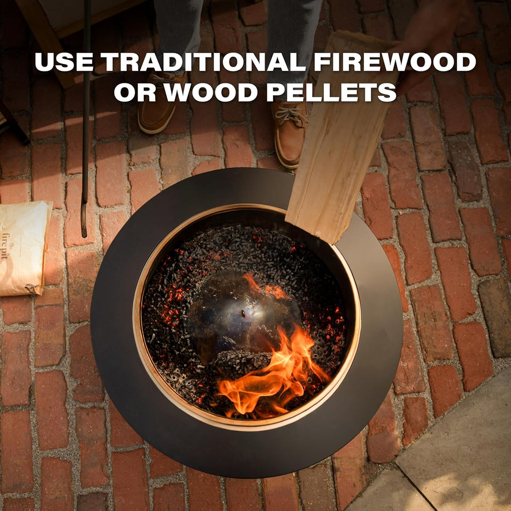 TIKI Patio Smokeless Outdoor Fire Pit, 25-Inch Wood-Burning Bonfire with Removable Ash Pan, Stand, and Weather-Resistant Cover