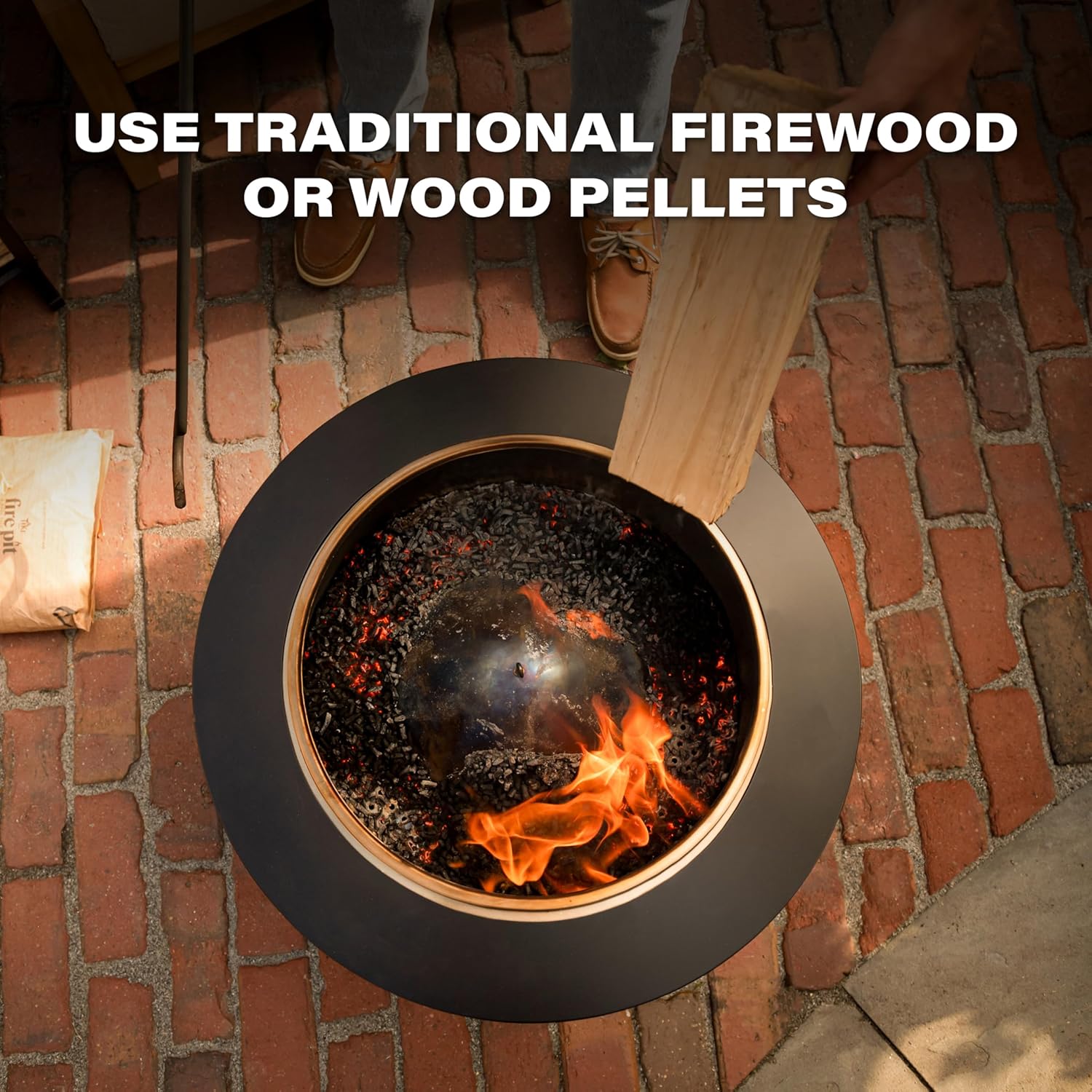 TIKI Patio Smokeless Outdoor Fire Pit, 25-Inch Wood-Burning Bonfire with Removable Ash Pan, Stand, and Weather-Resistant Cover