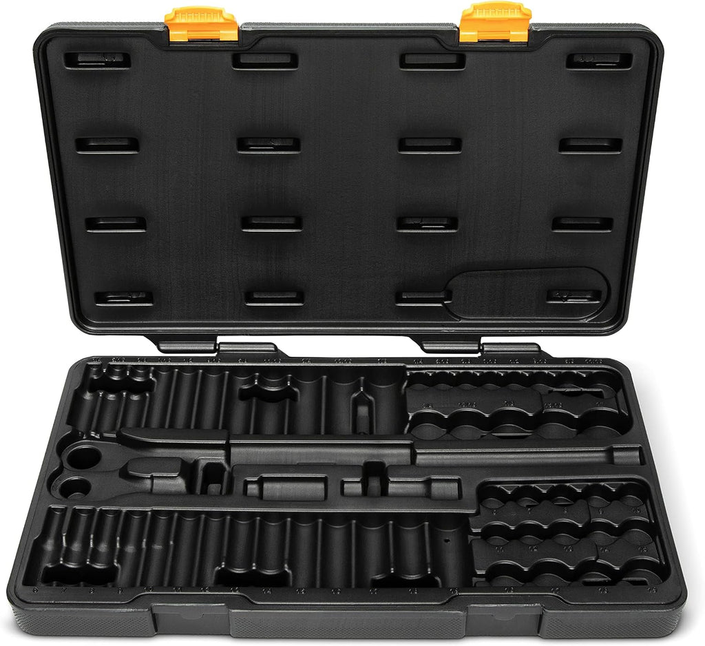 GEARWRENCH 57 Pc. 3/8' Drive 6 Pt. Mechanics Tool Set, Standard & Deep, SAE/Metric - 80550