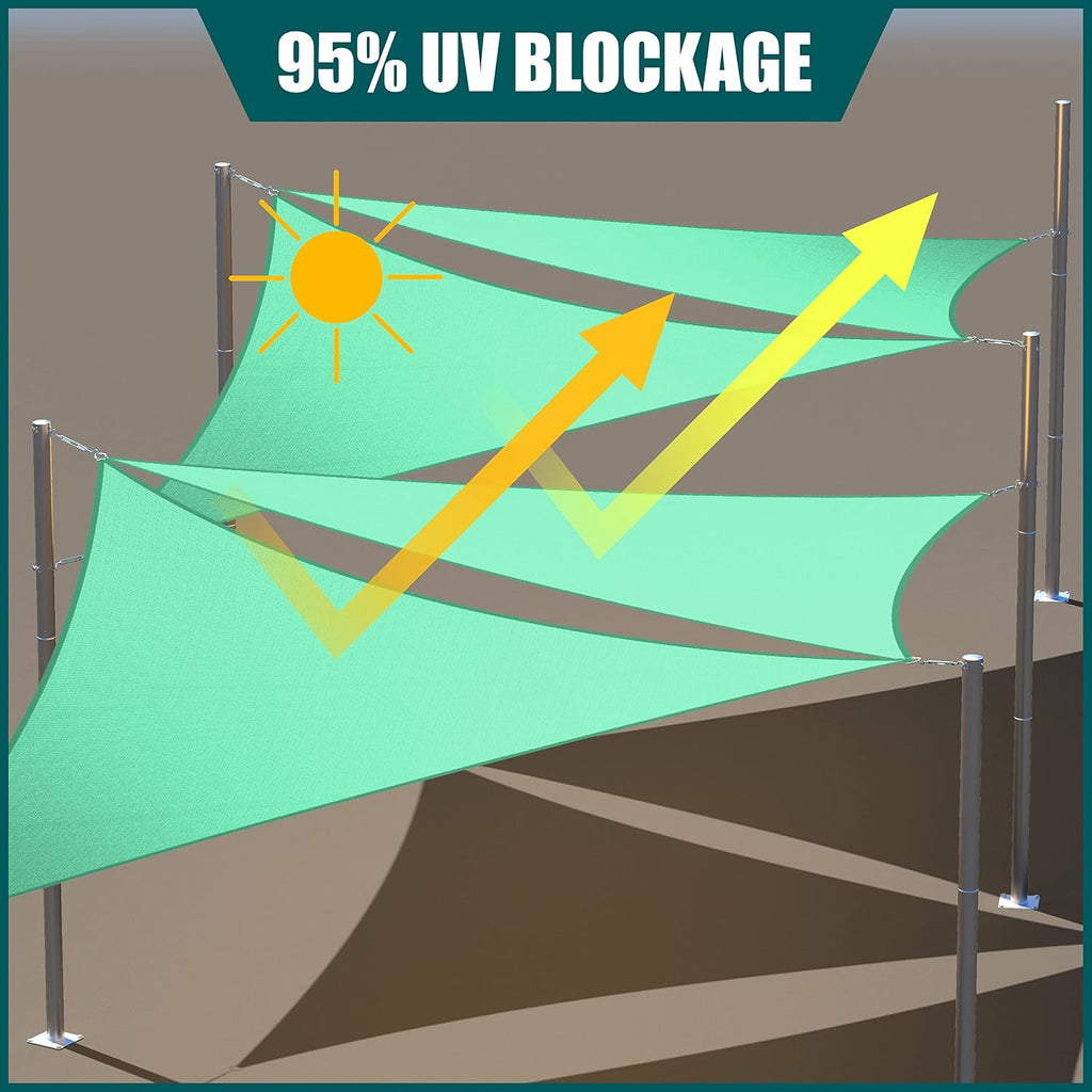 Royal Shade 12' x 16' Turquoise Rectangle Waterproof Sun Shade Sail Order to Make rsTADS14 Canopy Awning, UPF50+ 95% UV Blockage Water Resistant, Outdoor Backyard Patio Garden Carport (We Customize)