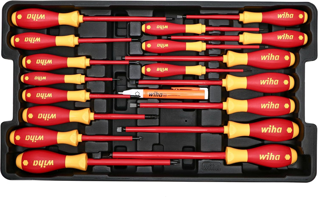 Wiha 32800 Insulated Electrician Tool Set – 80-Piece VDE Screwdriver, Pliers, Socket & Nut Driver Kit with Rolling Case, 1000V Rated, 10,000V Tested