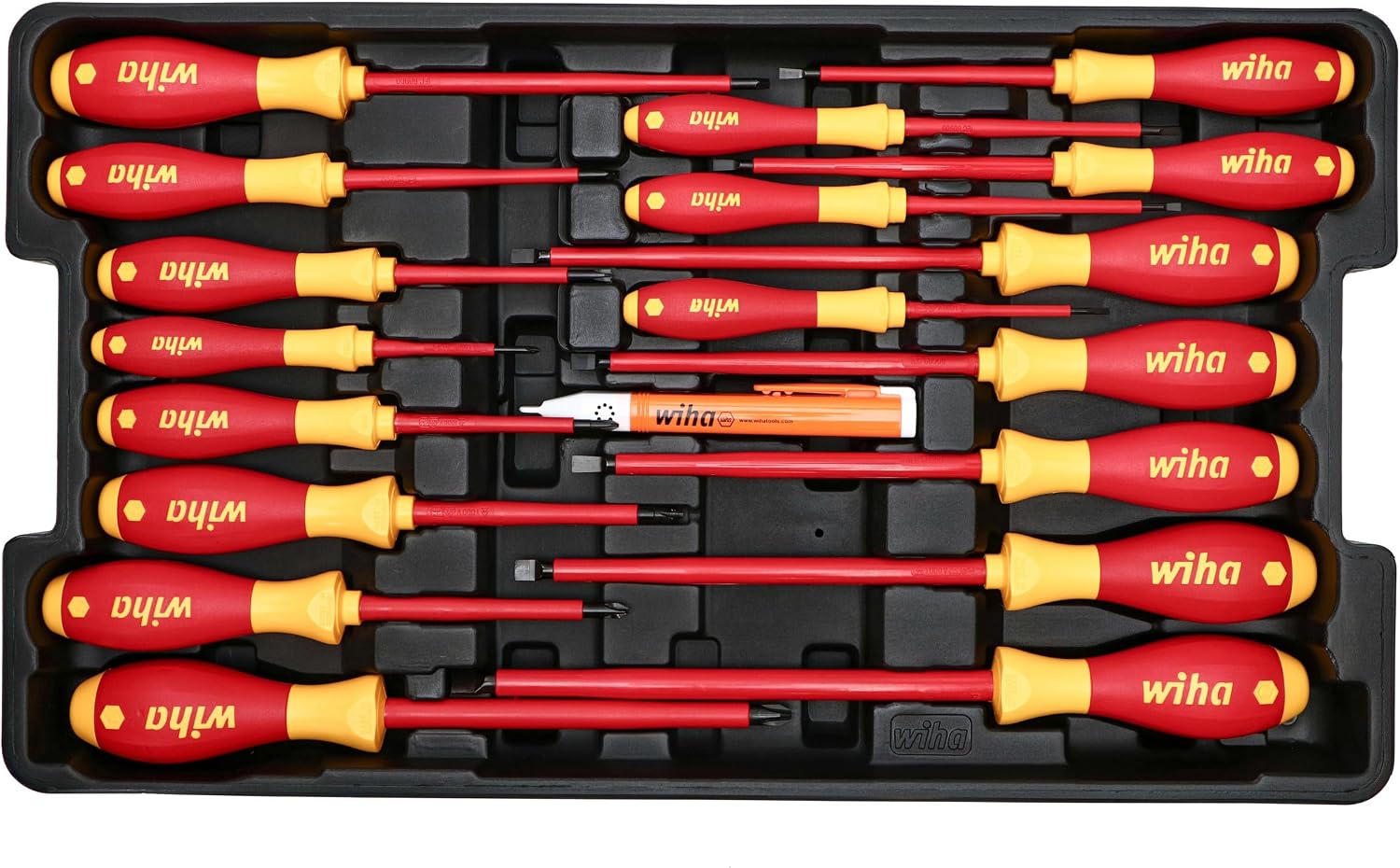 Wiha 32800 Insulated Electrician Tool Set – 80-Piece VDE Screwdriver, Pliers, Socket & Nut Driver Kit with Rolling Case, 1000V Rated, 10,000V Tested