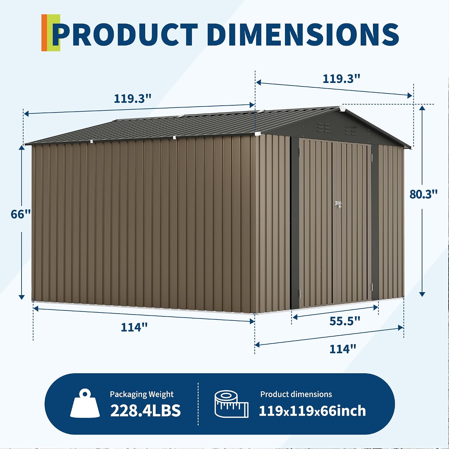Garvee 10 X 10 FT Outdoor Storage Shed,Metal Garden Sheds&Outdoor Storage Clearance, Large Outdoor Storage Shed for Tools, Lawn Equipment, Garden Supplies - All Weather Lockable Metal Shed