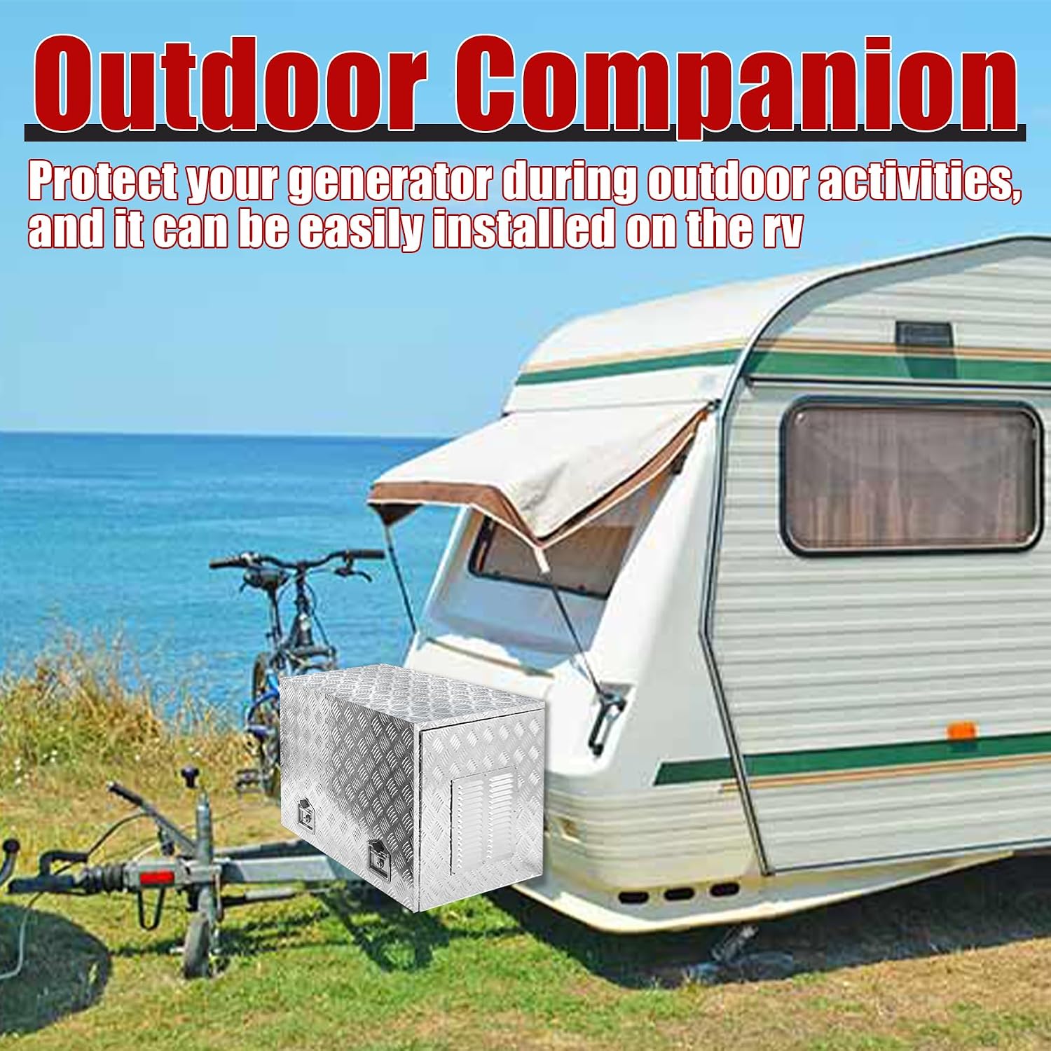 30x23x23 Inch Aluminium Generator Toolbox Heavy Duty Generator Storage Box with Ventilation grille with Lock and Keys suitable for RV Garage
