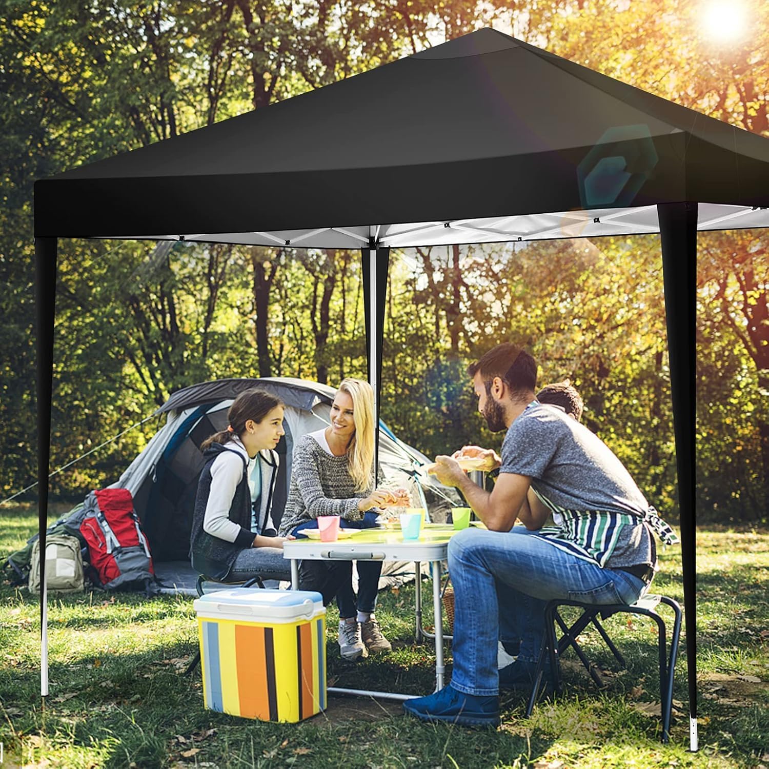 COBIZI 10x10 Pop up Canopy Tent, 10 by 10 Easy Setup Pop up Gazebo with 4 Sidewalls & Center Lock, Small Portable Instant Waterproof Outdoor Tent Canopy for Patio Backyard Vendor Event Sports (Black)