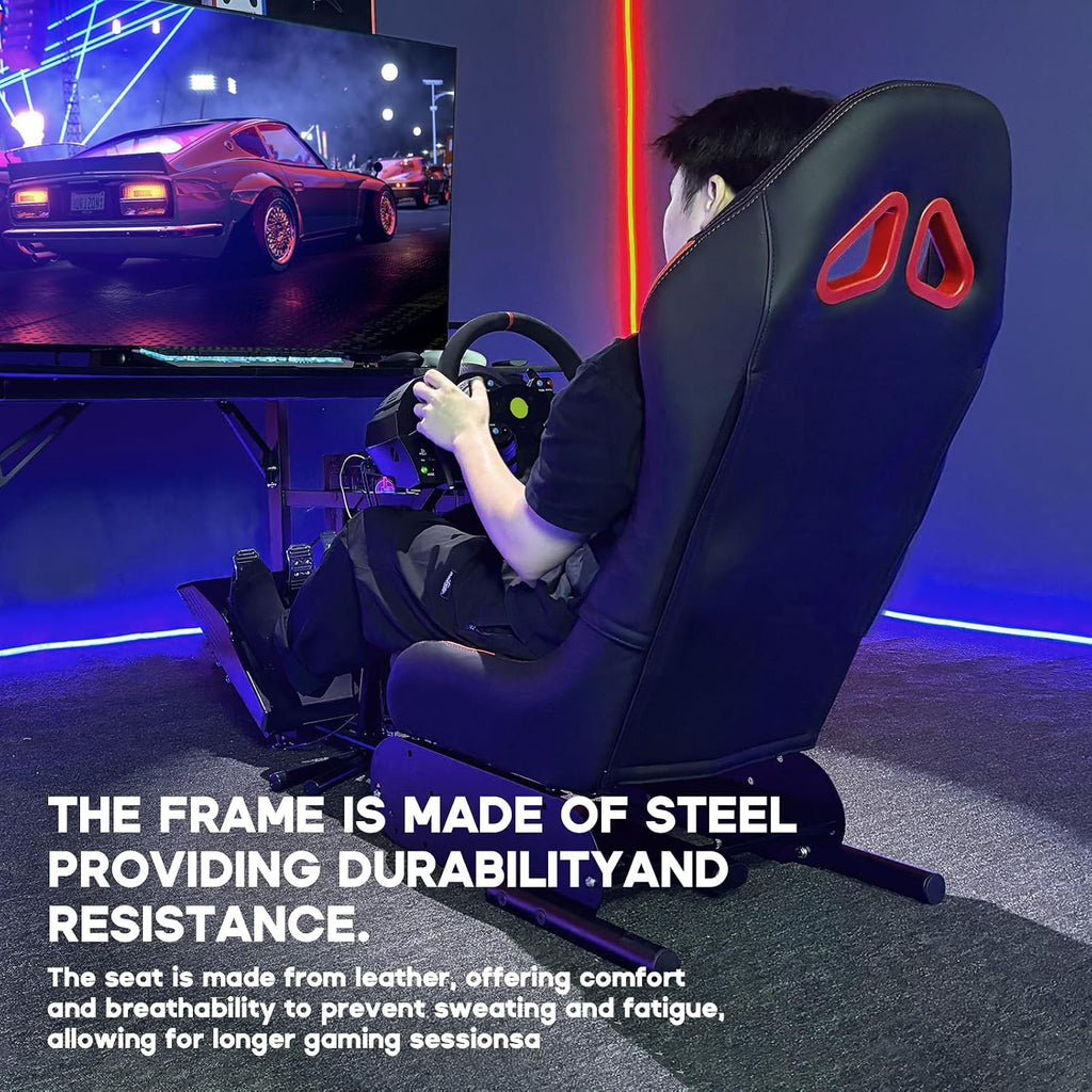 DIWANGUS Racing Simulator Cockpit Racing Wheel Stand with Seat Gaming Chair Sim Racing Cockpit for G29 G920 G923 G PRO RS50 T248 T300RS R3 R5 R9 R12 R16 R21 R25 Xbox PS4 PS5 PC Accessories