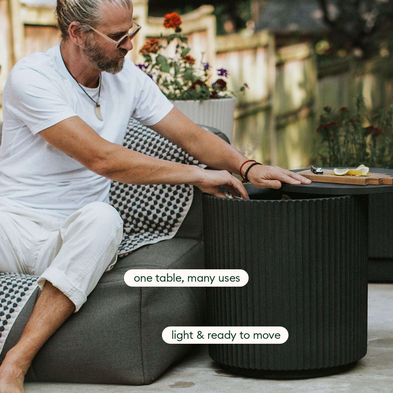 Veradek Outdoor Cooler Side Table - 2 in 1, Black, 21 inch