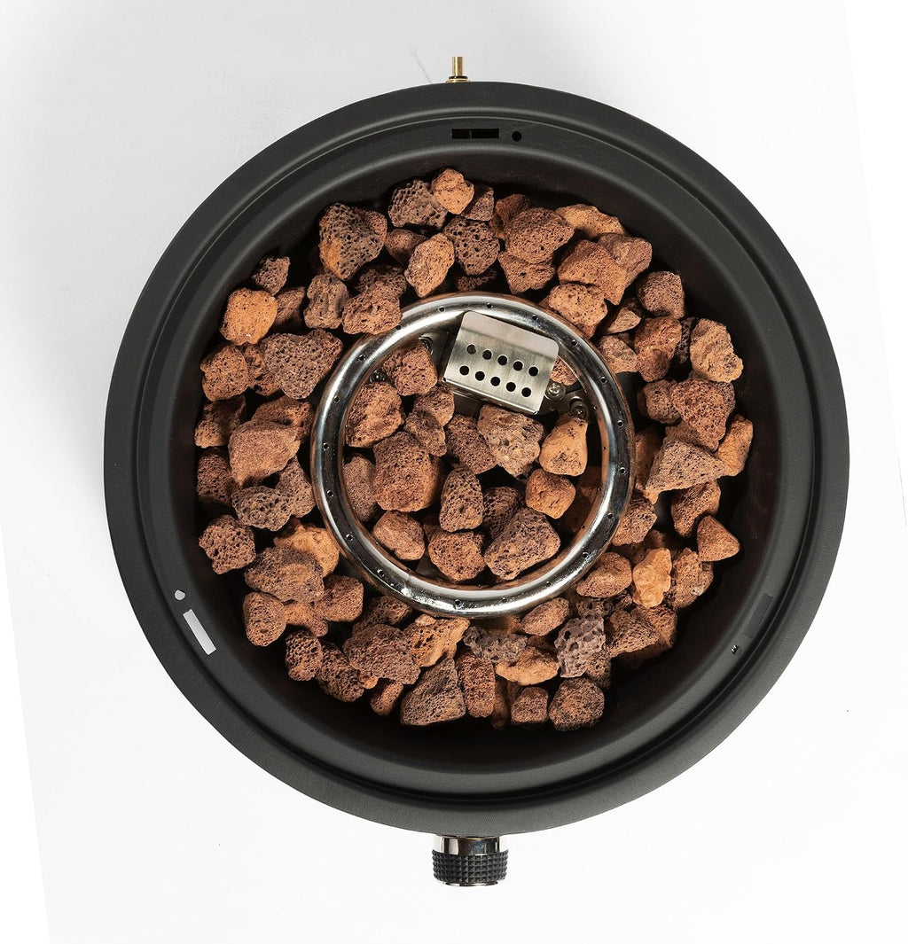 15' Outdoor Propane Tabletop Gas Fire,40000 BTU Round Steel Fire Pit for Outdoor Living Room Garden Balcony,Black