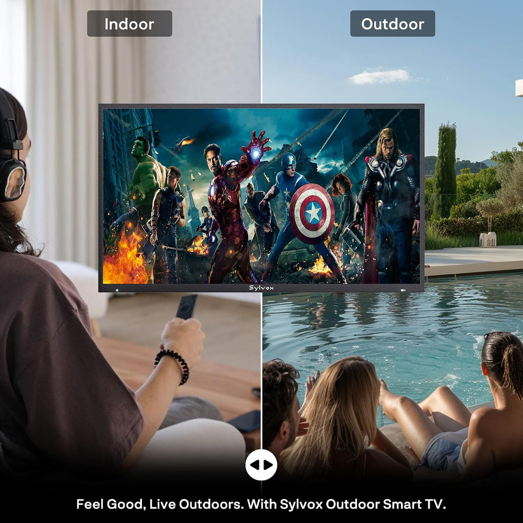 SYLVOX New 43' Outdoor Smart TV, Superior Waterproof Performance, Upgraded Matte Finish for Enhanced Anti-Glare Effect, Full Metal, with Dolby Atmos, 2000nits, Full Sun Pool Pro 3.0+ Series