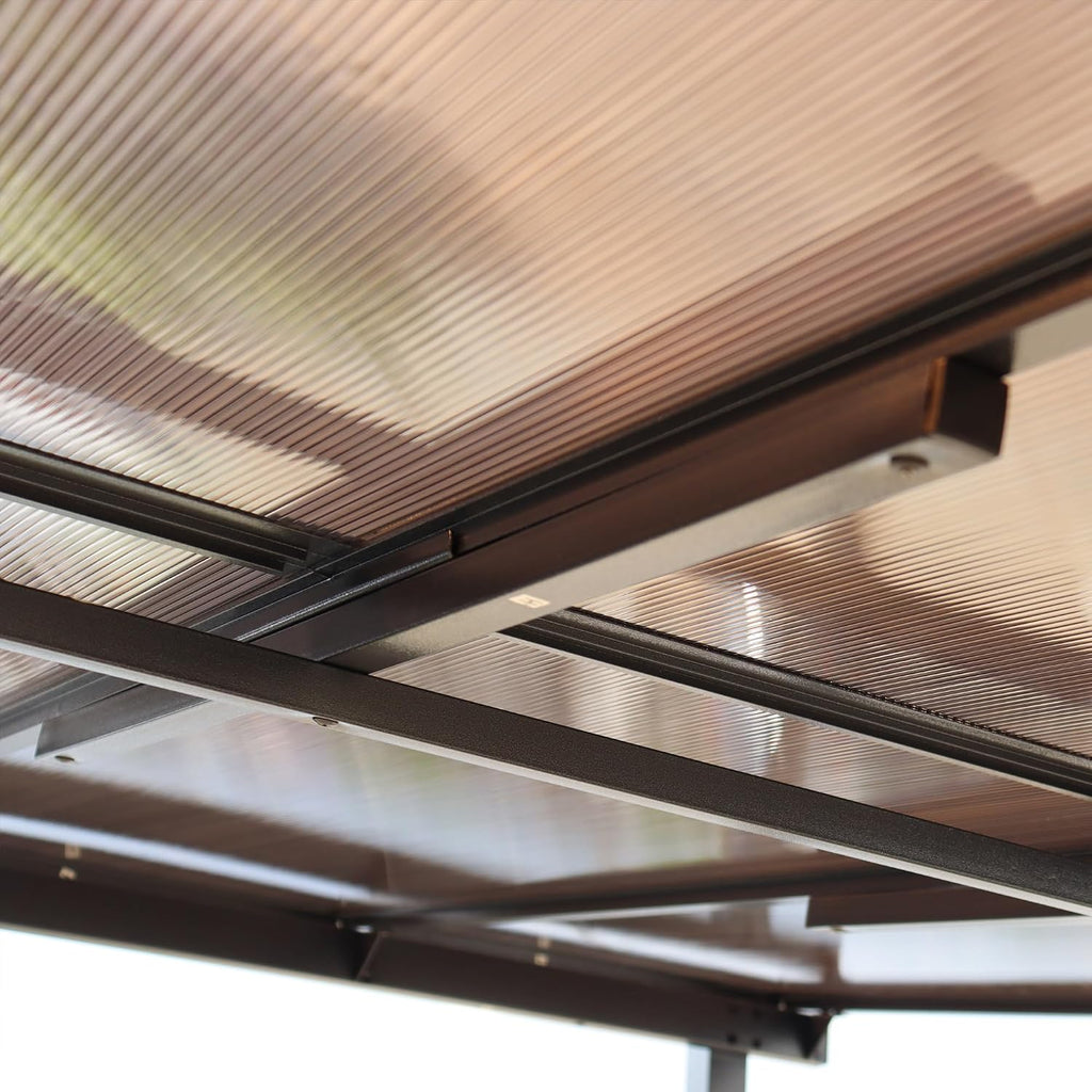 10' x 10' Outdoor Pergola Gazebo, Wall-Mounted Lean to Metal Awning Gazebo with Roof, Large Heavy Duty for Patio, Decks, Backyard (10' x 10')