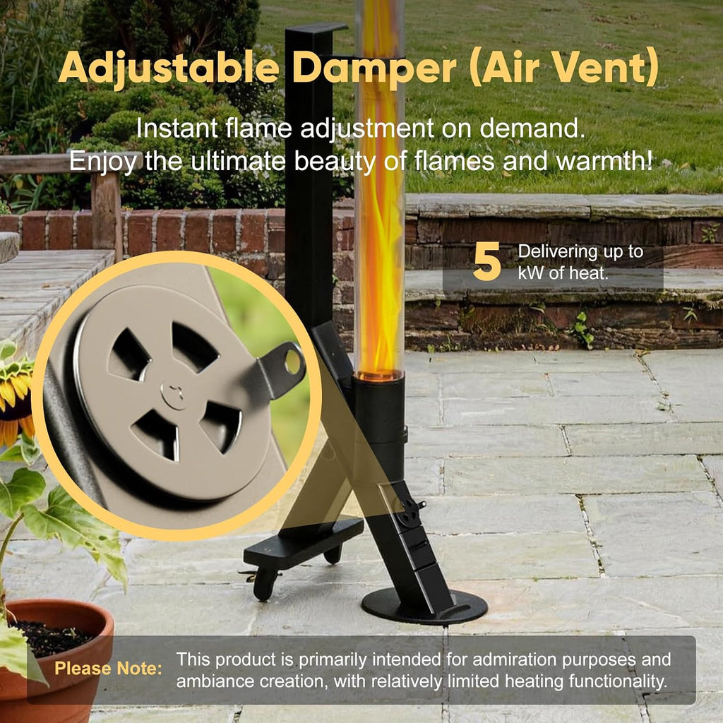 Rayzi Rocket Stove 72 Inch, Smokeless Wood Pellet Patio Heater with Wheels, Wood Pellet Fire Pits for Outside with Rain Cap, Pellet Heater for Patio/Garden/Backyard/Bonfire Party/Beach