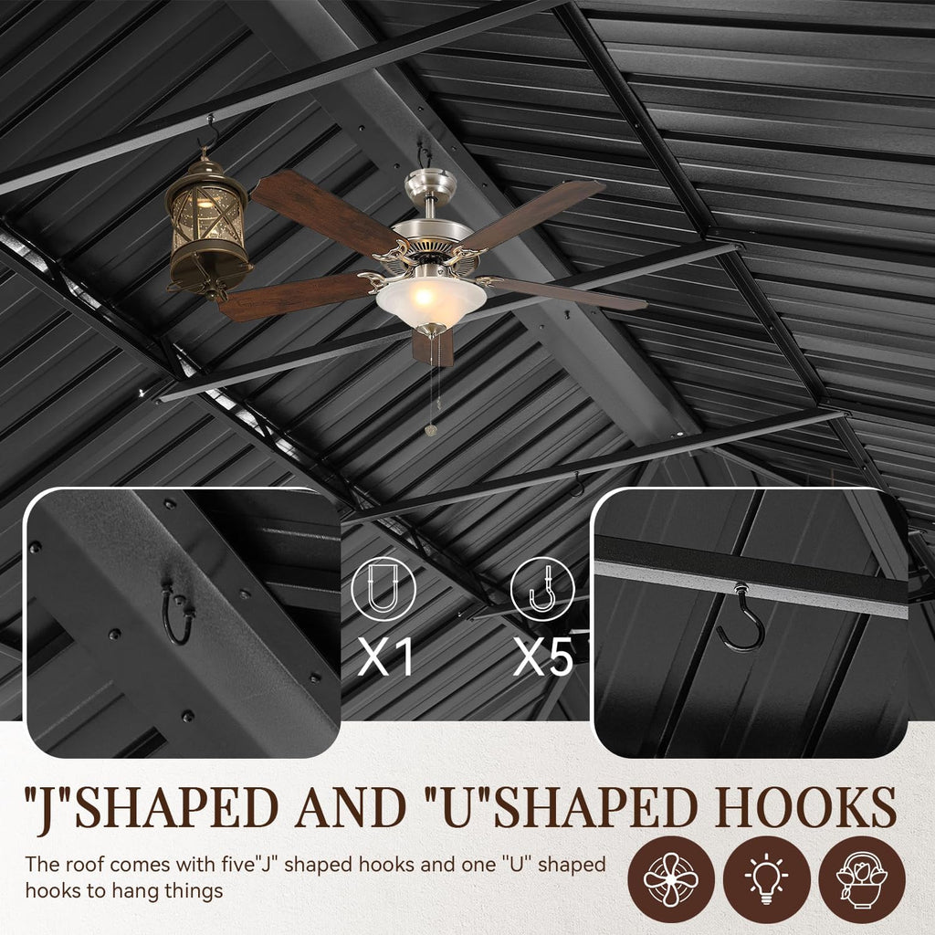 24 Ft. W X 14 Ft. D Metal Patio Deluxe Gazebo