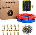 EFIELD 1/2 inch 200 ft Pex-b Pipe/Tubing 2 x100 ft Blue & Red, Pex Fittings (15), Crimp Tool, Clamps, and Cutter Combo Kit,(E99KIT)
