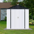 Shed with Windows,Large Metal Outdoor Storage Shed, Lockable Tool Storage shed, Steel Garden shed, Suitable for Backyard, Terrace, and Poolside (Roof White+Black, 6FTx4FT)