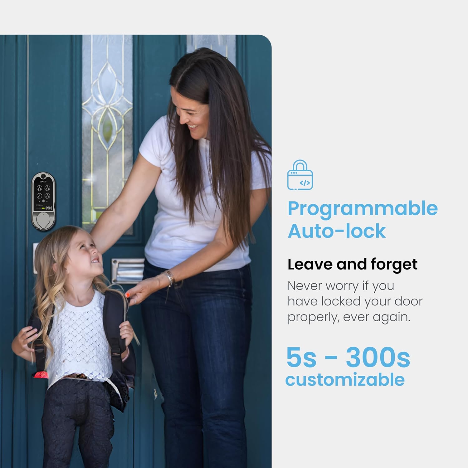 Lockly Vision Smart Lock, HD Video Doorbell Smart Locks for Front Door, Fingerprint Door Lock, Touchscreen Keypad, App Control, No Monthly Fee, Auto Lock - Satin Nickel