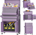 INTERGREAT Tool Chest, Assembled 8-Drawers Rolling Tool Chest with Wheels, Detachable Top Tool Box, Tool Cabinet for Repair Room,Warehouse, Rolling Tool Box with Hooks,Tray Divider,Liners(Purple)