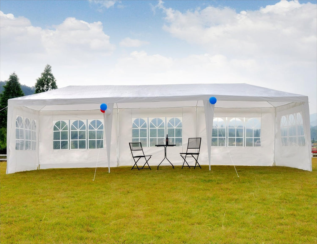 GOJOOASIS Canopy Tent Wedding Party Tent White Outdoor Gazebo (10' x 30' with 8 Walls)