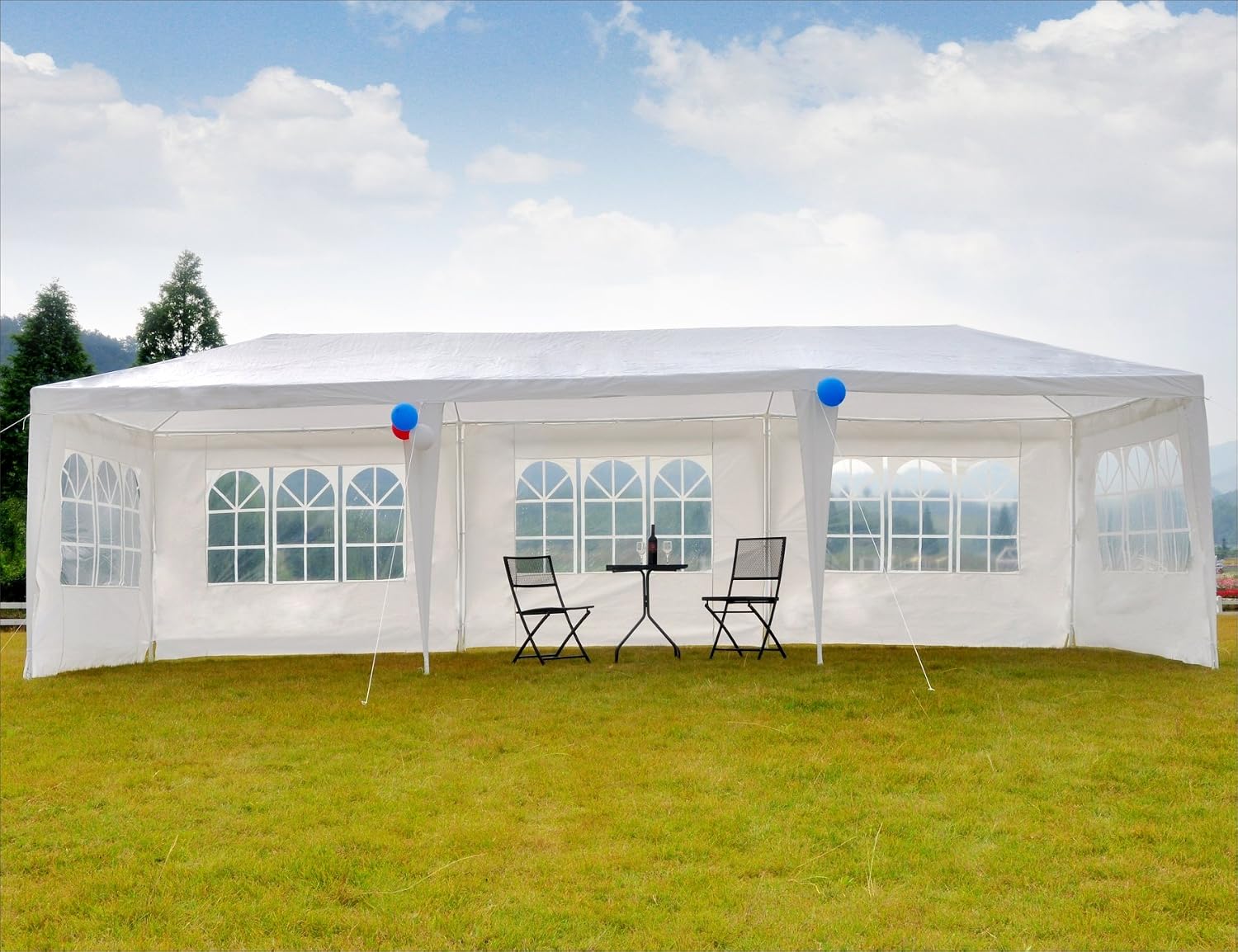 GOJOOASIS Canopy Tent Wedding Party Tent White Outdoor Gazebo (10' x 30' with 8 Walls)