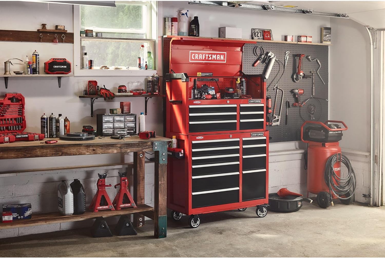 CRAFTSMAN 41' Rolling Tool Chest, 10-Drawer Steel Tool Cabinet with Drawer Trays and Paper Towel Holder (CMST341102RB)