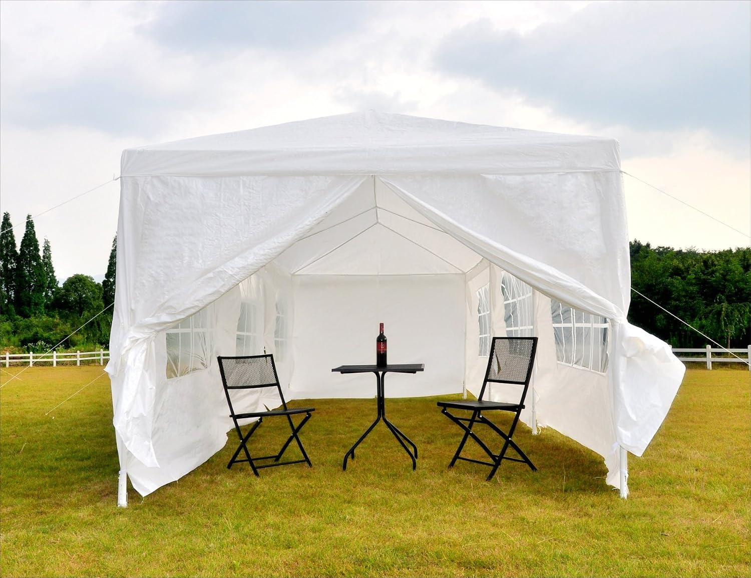 GOJOOASIS Canopy Tent Wedding Party Tent White Outdoor Gazebo (10' x 30' with 8 Walls)